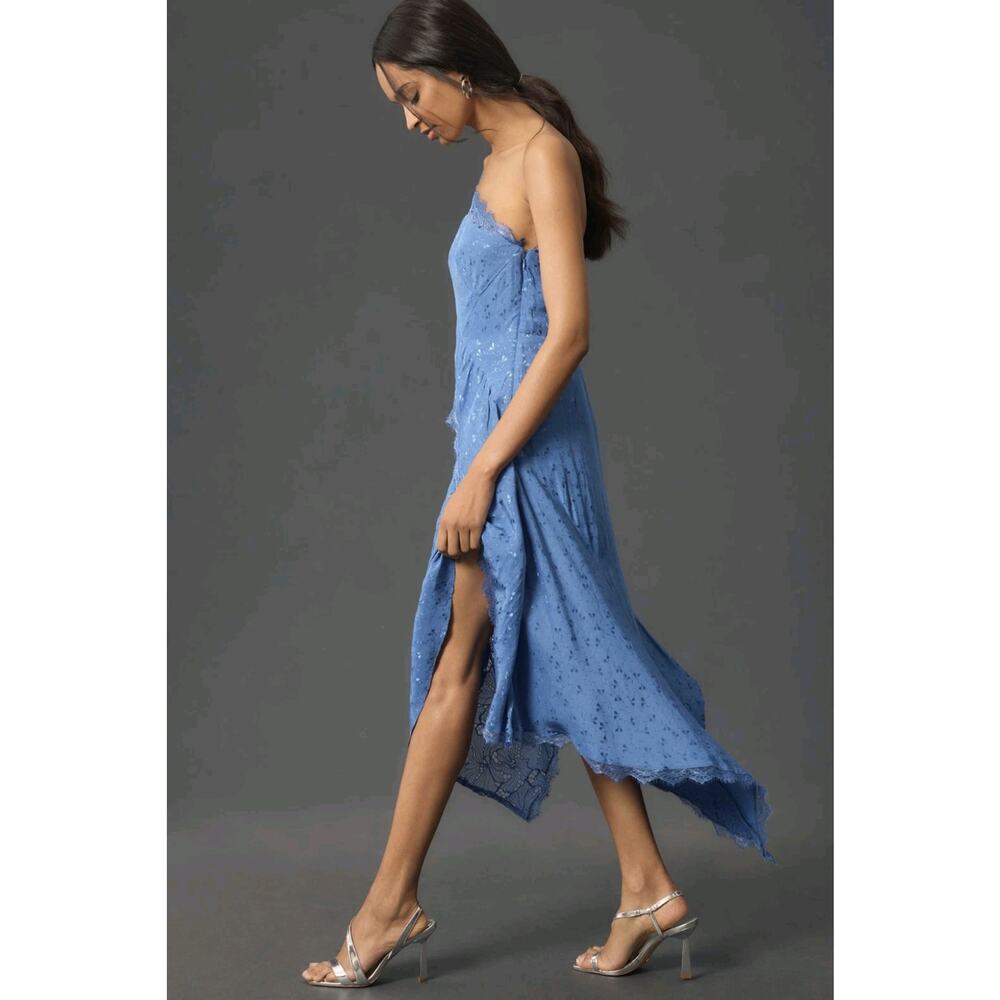 NWT Anthropologie Dress Asymmetrical Lace Detail - Size 00 - Picture 9 of 10